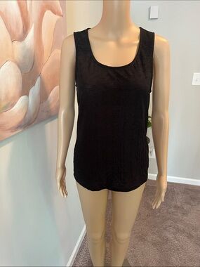 Chico's Black Scoop Neck Textured Tank